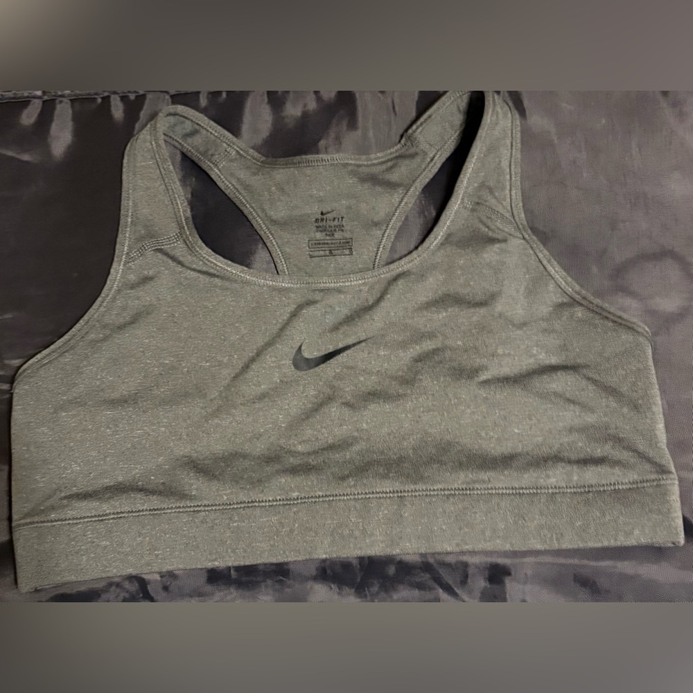 Nike Dri-FIT Racerback Sports Bra Gray Large